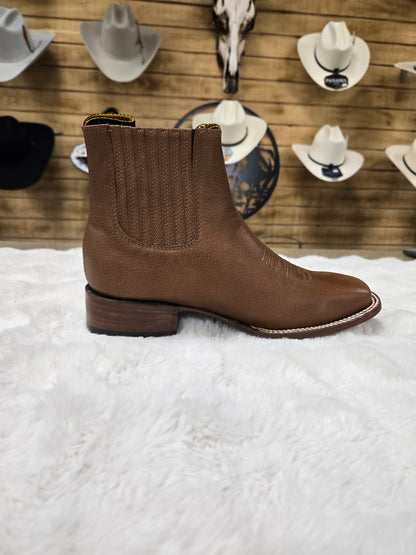 El General Mens Rodeo Leather Ankle Boot Botin - Brown, Tan