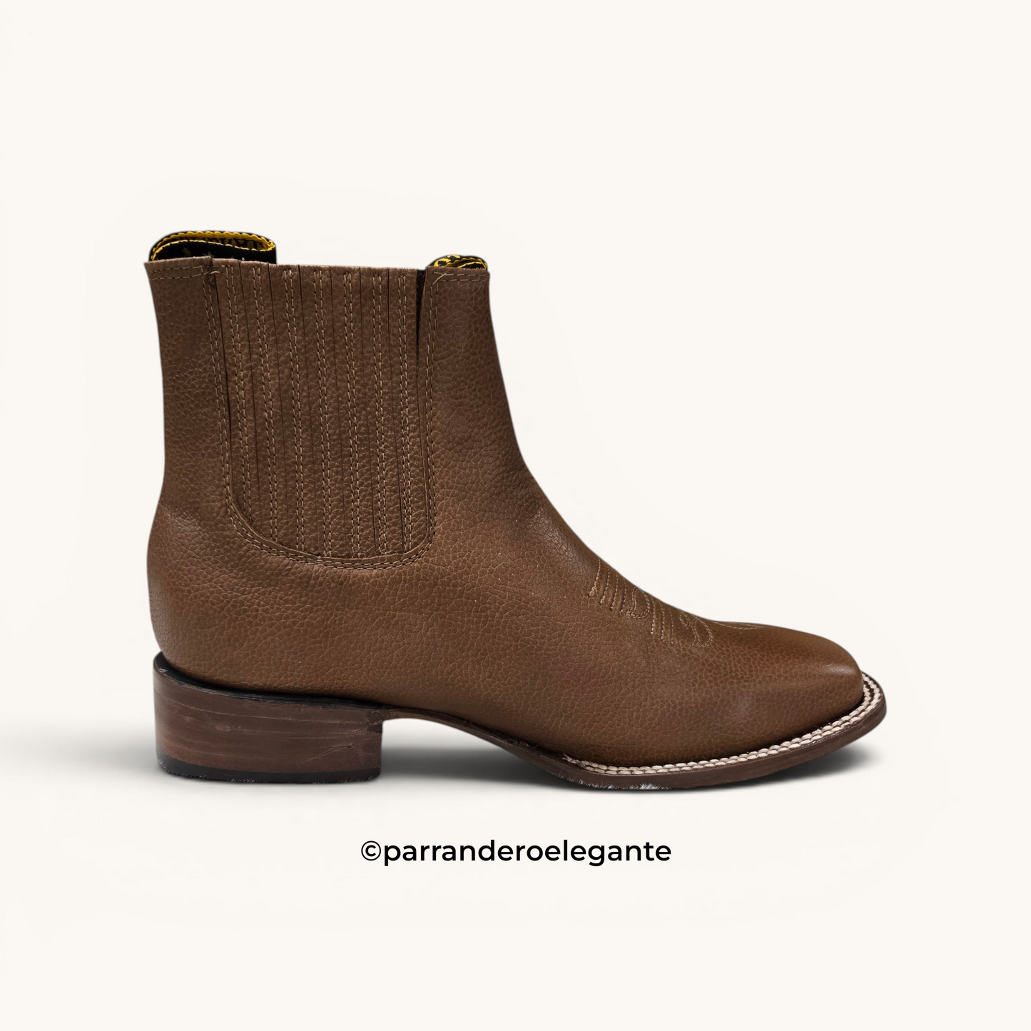 El General Mens Rodeo Leather Ankle Boot Botin - Brown, Tan