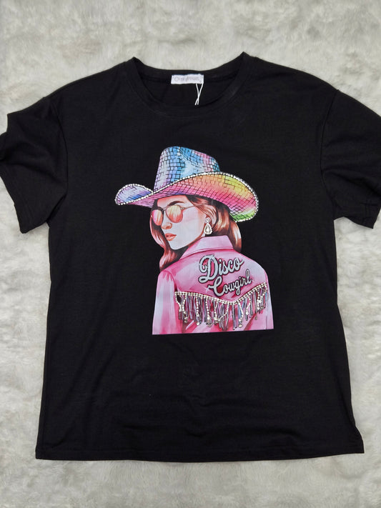 Womens Disco Cowgirl Printed TShirt