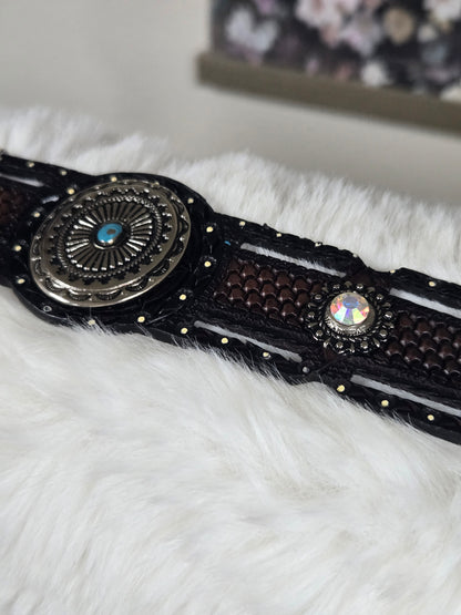 Tony Dillaz Womens Jeweled Ladder Style Leather Belt