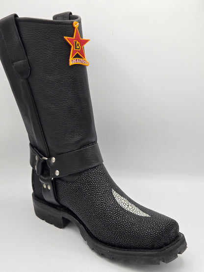 Los Altos Mens Stingray Biker Boot - Black