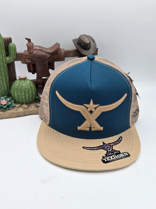 Texhorn Bull Horn Gorra Trucker Hat- Blue/Khaki