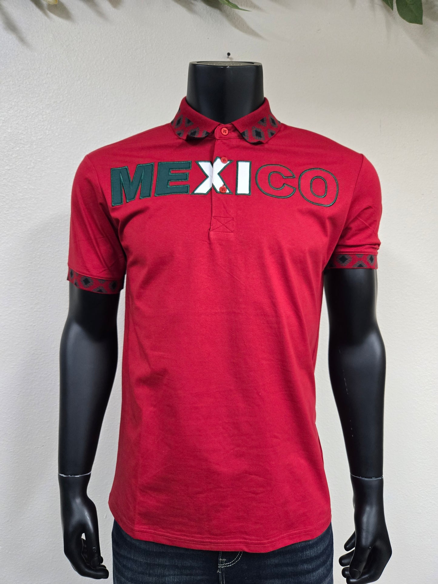 Montero Mens MEXICO Embroidery Polo Shirt in Flag Colors