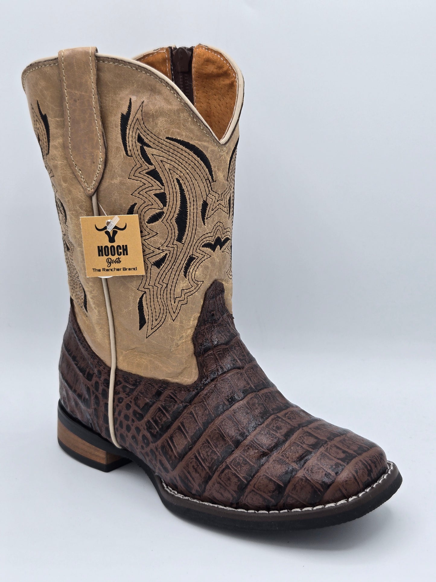 Hooch Kids Caiman Print Boots - Cafe