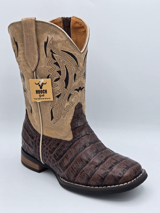 Hooch Kids Caiman Print Boots - Cafe