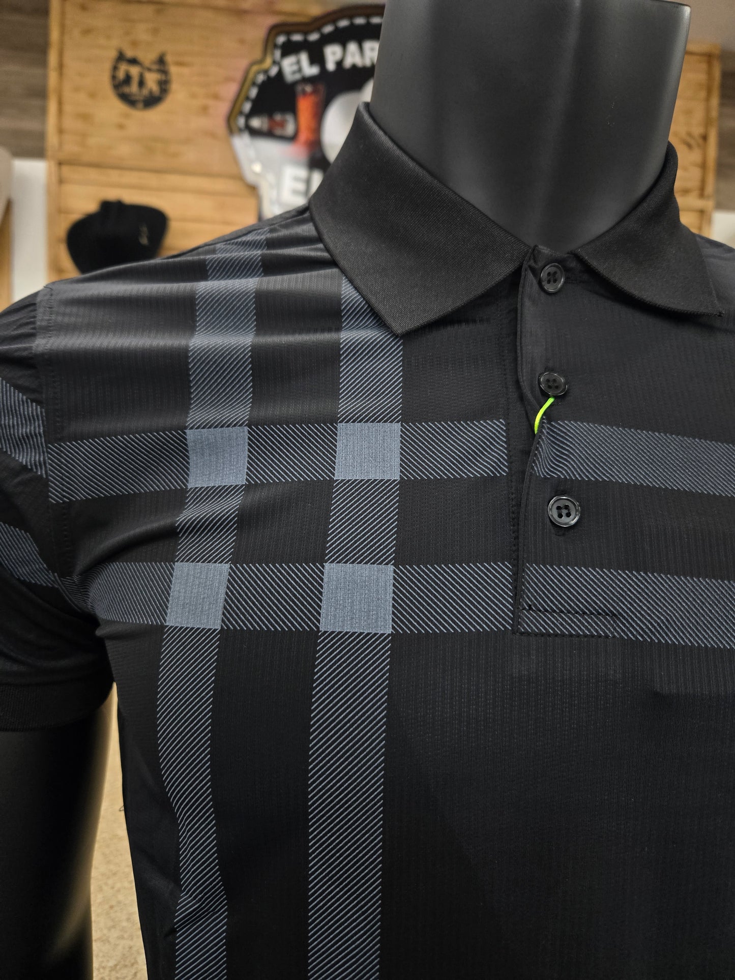 Mens Nylon Striped Polo Shirt - Black, Brown