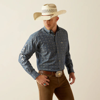 Ariat Mens Team Philibert Classic Fit Shirt - Chambray/Blue/Khaki