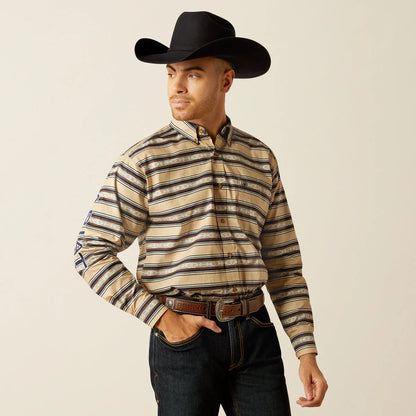 Ariat Mens Team Korbyn Classic Fit Shirt - Tan/Navy Blue