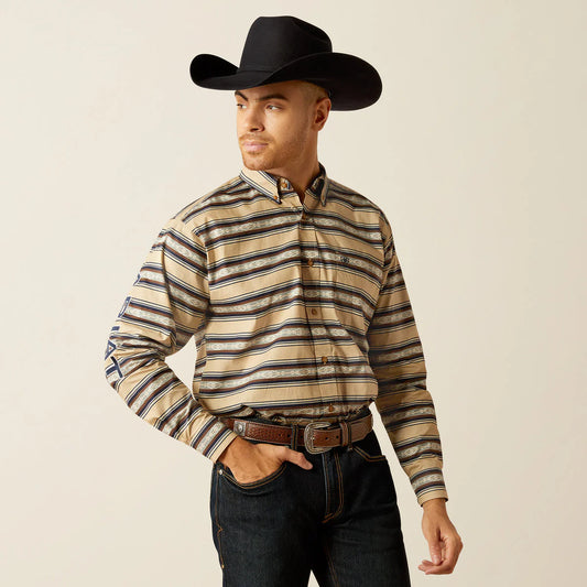 Ariat Mens Team Korbyn Classic Fit Shirt - Tan/Navy Blue